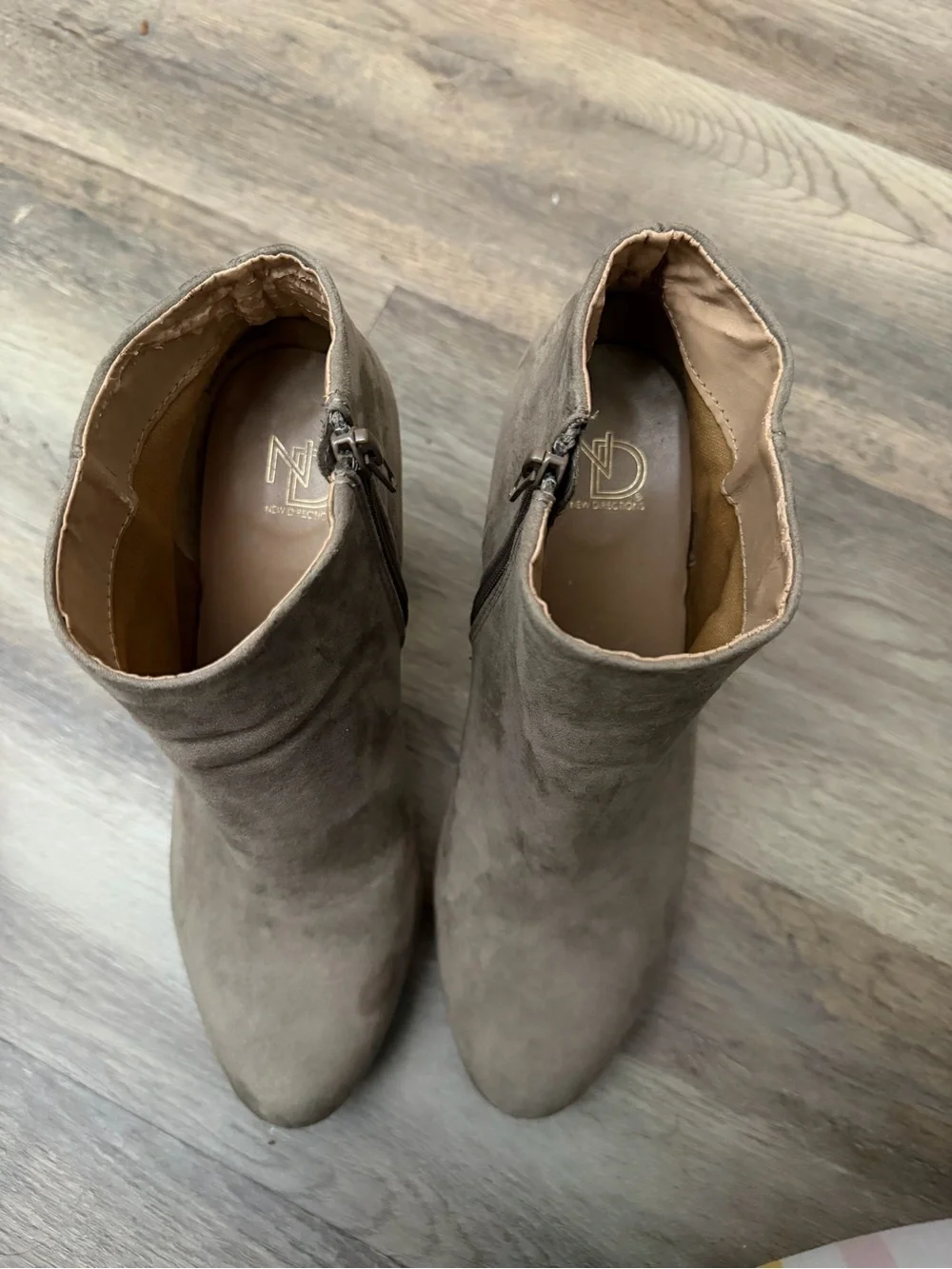 new directions Taupe Suede Ankle Booties